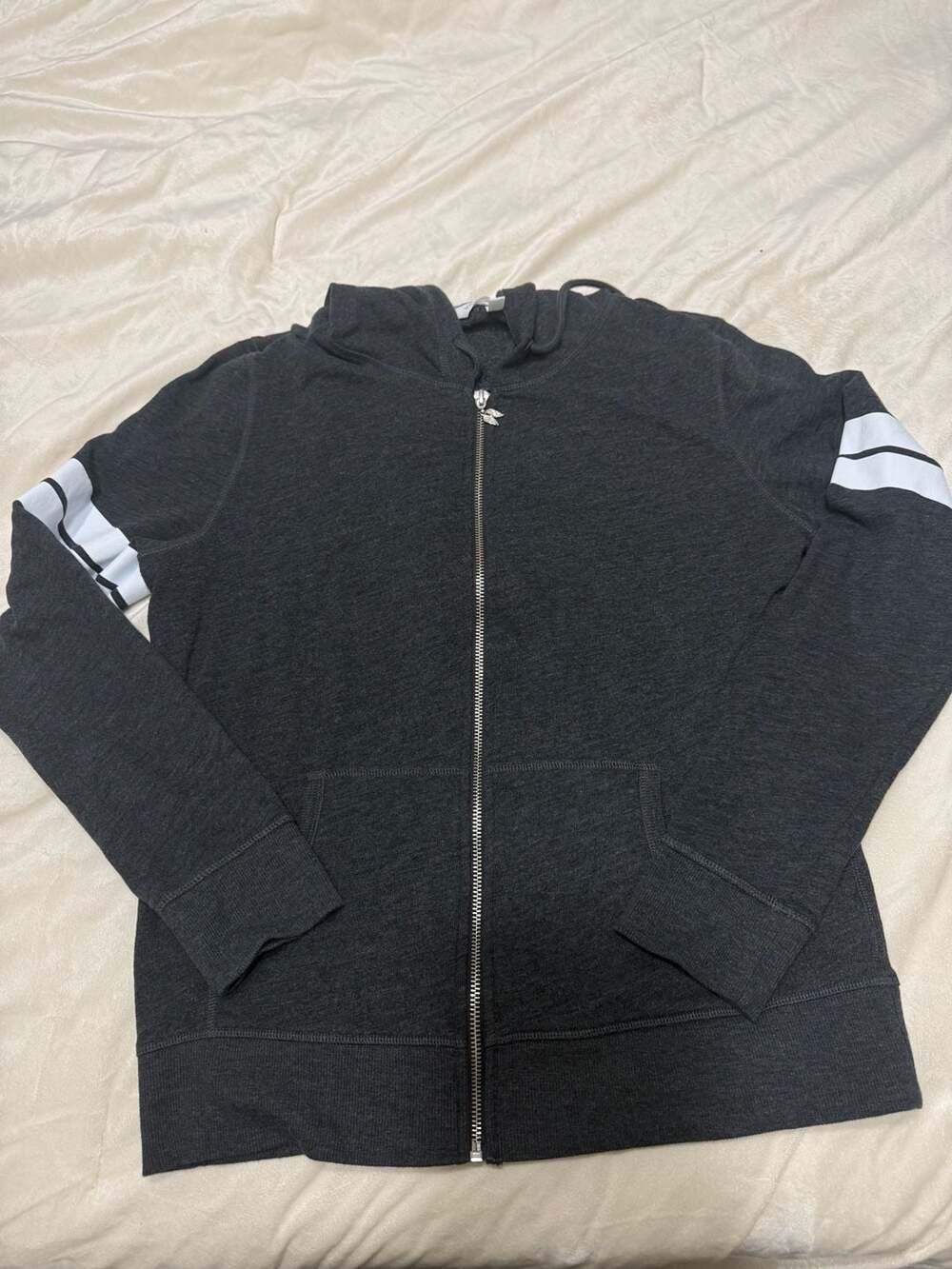 Victoria's Secret Angel Full Zip Hoodie Size L Charcoal Gray Pink